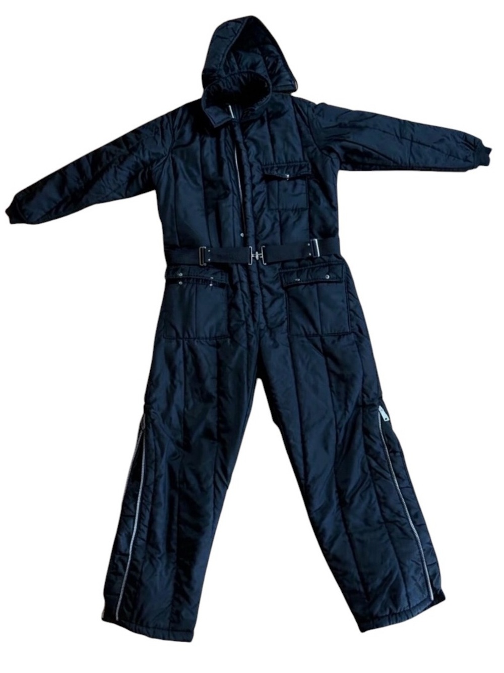 1970s Montgomery Ward Quilted Full Zip Snap Pockets Removeable Hooded Snap Snows